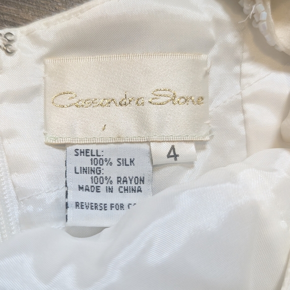 Cassandra Stone Stunning Vintage Ivory/White Y2K Long Beaded Silk Gown Size 4 - Picture 4 of 9